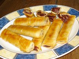 Chocolate – chestnut flogeres (sweet filo rolls)