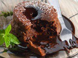 Chocolate souffle with caramelized hazelnuts