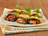 Eggplant rolls stuffed with vegetables