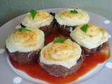 Nests of minced meat stuffed