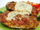 Sausage stuffed eggplant