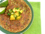 Courgette and Chickpea Pancakes with Mango and Cucumber Chutney
