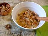 Prune Porridge Topped with Toasted Walnuts and Cinnamon