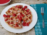 Spelt Waffles with Rose Raspberry Sauce & Volcano Waffle Maker Giveaway