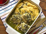 Merluzzo al verde con polenta- Salt cod, in green sauce with polenta