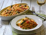Spaghetti asparagi e filetti di triglie -  Spaghetti, asparagus and red mullet