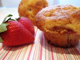 Low fat strawberry lemon cornmeal muffins