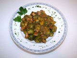 Brussels sprouts smoked pork stew with yellow boletus