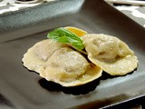 Butter Basil Ravioli Filled with Bolognese Sauce