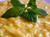 Risotto profumato alla menta con cipollotto, asiago e zafferano