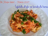 Tagliatelle all'aglio con baccalà alla livornese