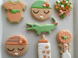 Peach and Green Baby Shower Cookies