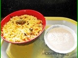 Carrot capsicum rice (No spice powders) and tomato-mint raita