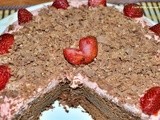 Egg less chocolate cake with strawberry butter cream icing