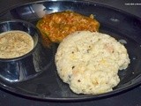 South Indian breakfast trail #2-Ven pongal-kathrikai kothsu-coconut chutney