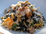 Roasted Butternut Orzo with Walnuts and Garlicky Greens