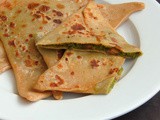 Broccoli & Mushroom Masala Stuffed Triangle Paratha