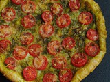 Pesto & Cherry Tomato Cheese Tart with Puff Pastry Sheet