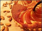 Poached Pear and frangipane tart