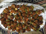 Grilled chicken on bamboo skewers