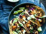 Roasted Cauliflower Tacos with an Avocado Cream Sauce