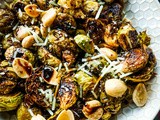 Roasted Garlic Brussels Sprouts with Maple Balsamic