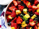 Summer Fruit Salad with Honey Lime Mint Dressing