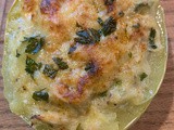 Chicken Alfredo Stuffed Spaghetti Squash . . . another garden inspired dish