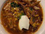 Chicken Tortilla Soup, Crockpot-style with Crispy Tortilla Chips