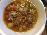 Ham & Okra Soup w/ end-of-summer garden veggies