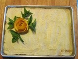 Happy Birthday Marcia! White Texas Sheet Cake w/ Orange Icing or Chopped Pecan Icing