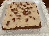 Zucchini Bars with Caramel Frosting - moist, dense & rich