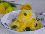 Ravioli a cuore di ricotta allo zafferano