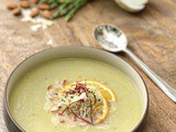 Asparagus Fennel Orange Soup with Almond Flakes