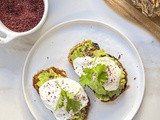 Avocado and Poached Eggs on Sourdough Bread with Sumac