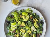 Crisp and Refreshing: Green Salad with Apples, Avocado, Cranberries, in Miso Dressing