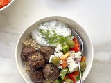 Greek Meatballs with Brown Rice, Greek Salad, and Tzatziki: a Mediterranean Feast