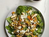 Grilled Chicken Salad with Roasted Peppers, Baby Spinach and Fig Vinaigrette