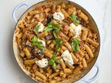 Roasted Eggplant and Garlic Pasta with Labneh