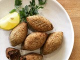 Stuffed Kibbeh with with mince lamb, pomegranate molasses and walnuts