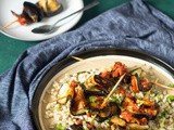 Scallion Barley with Grilled Aubergine