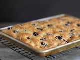 Whole Wheat Focaccia with Olives, Cheese, and Rosemary