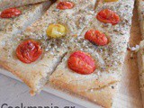 Focaccia with cherry tomatoes and herbs