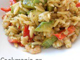 Orzo with shrimp and pesto vinaigrette