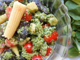 Roasted potato salad with mix pesto