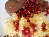 Turkey in pomegranate sauce with walnuts and safran basmati