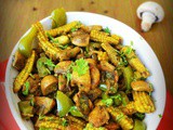 Mushroom babycorn pepper masala / mushroom babycorn stir fry recipe