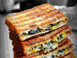 Spinach corn sandwich recipe / grilled cheesy spinach corn sandwich