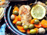 Tadjine Zitoune:Algerian Chicken Tajine with Olives,Carrots,Mushrooms