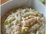 Risotto con finocchi, fave e salmone – Fennel, broad beans and salmon risotto